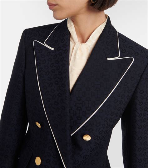 Horsebit jacquard blazer in blue 